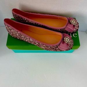 Kate Spade Fontana NIB size 9.5  Rose Gold Glitter Ballet Flats